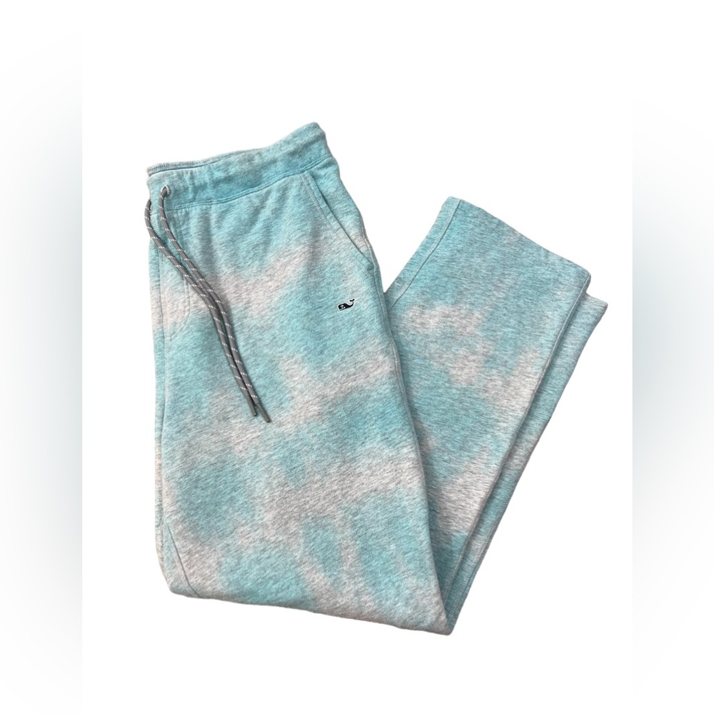 Vineyard Vines Gray/Teal Sweatpants Drawstring Waist Pockets Womens Size Large